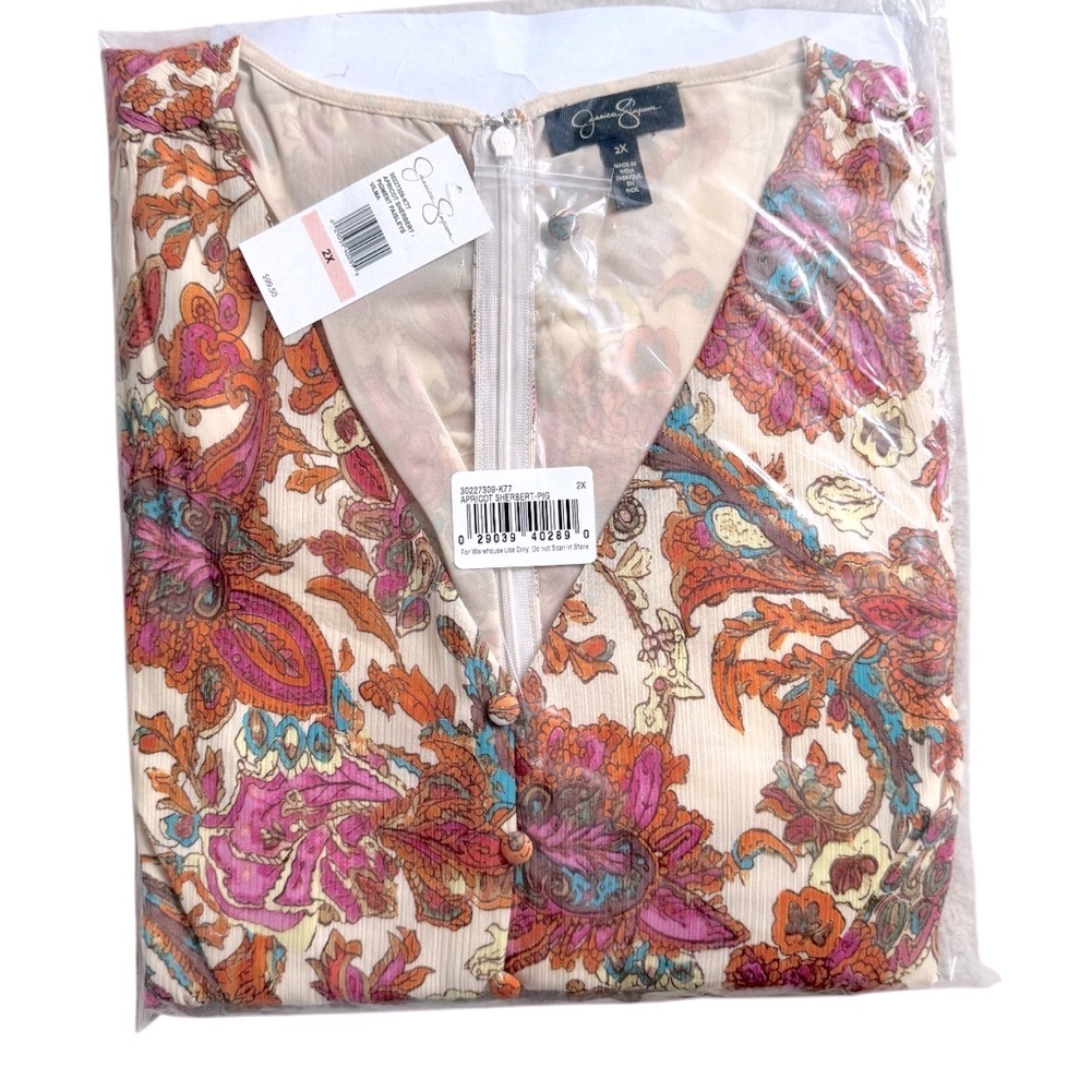 Jessica Simpson Apricot Vilma Button Front Dress Size 2X - Picture 9 of 12